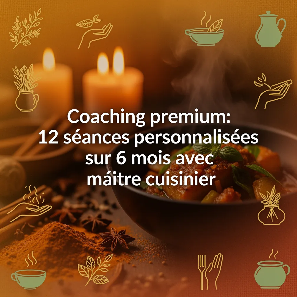 Coaching premium: 12 séances personnalisées sur 6 mois avec maître cuisinier